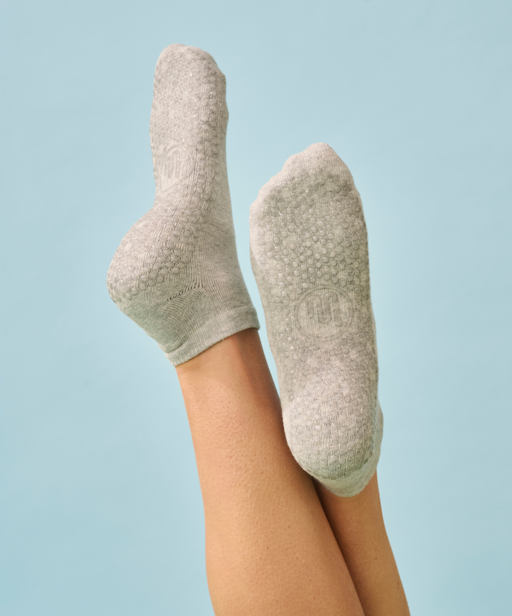 Classic Low Rise Grip Socks - Grey Marle