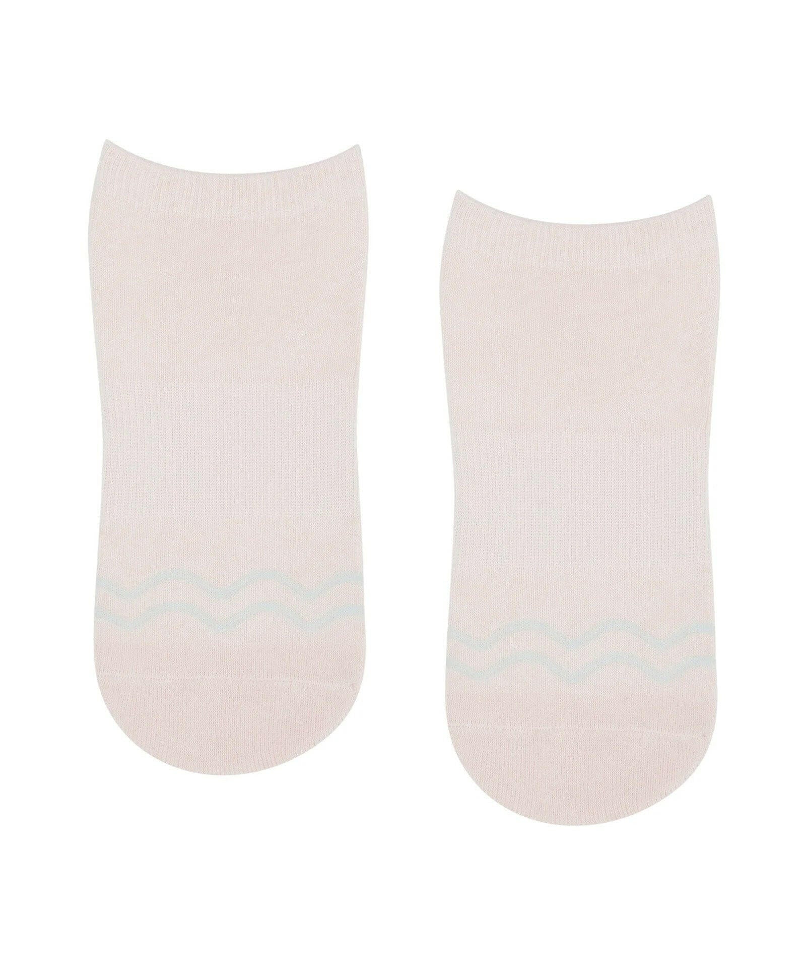 Classic Low Rise Grip Socks - Miami Deco in vibrant pink and green with geometric patterns