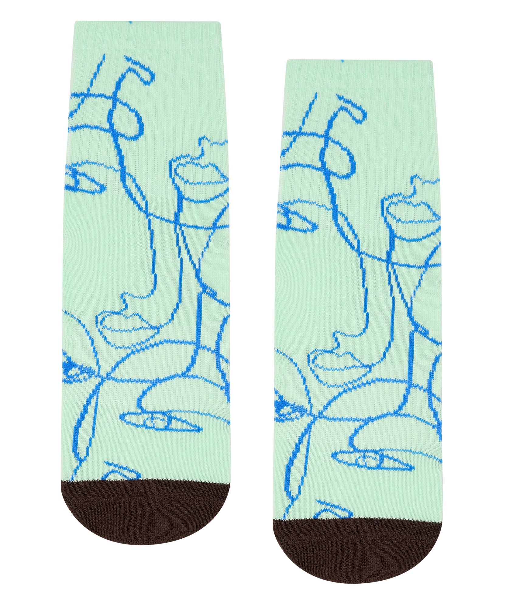 Crew Non Slip Grip Socks - Mint Abstract.