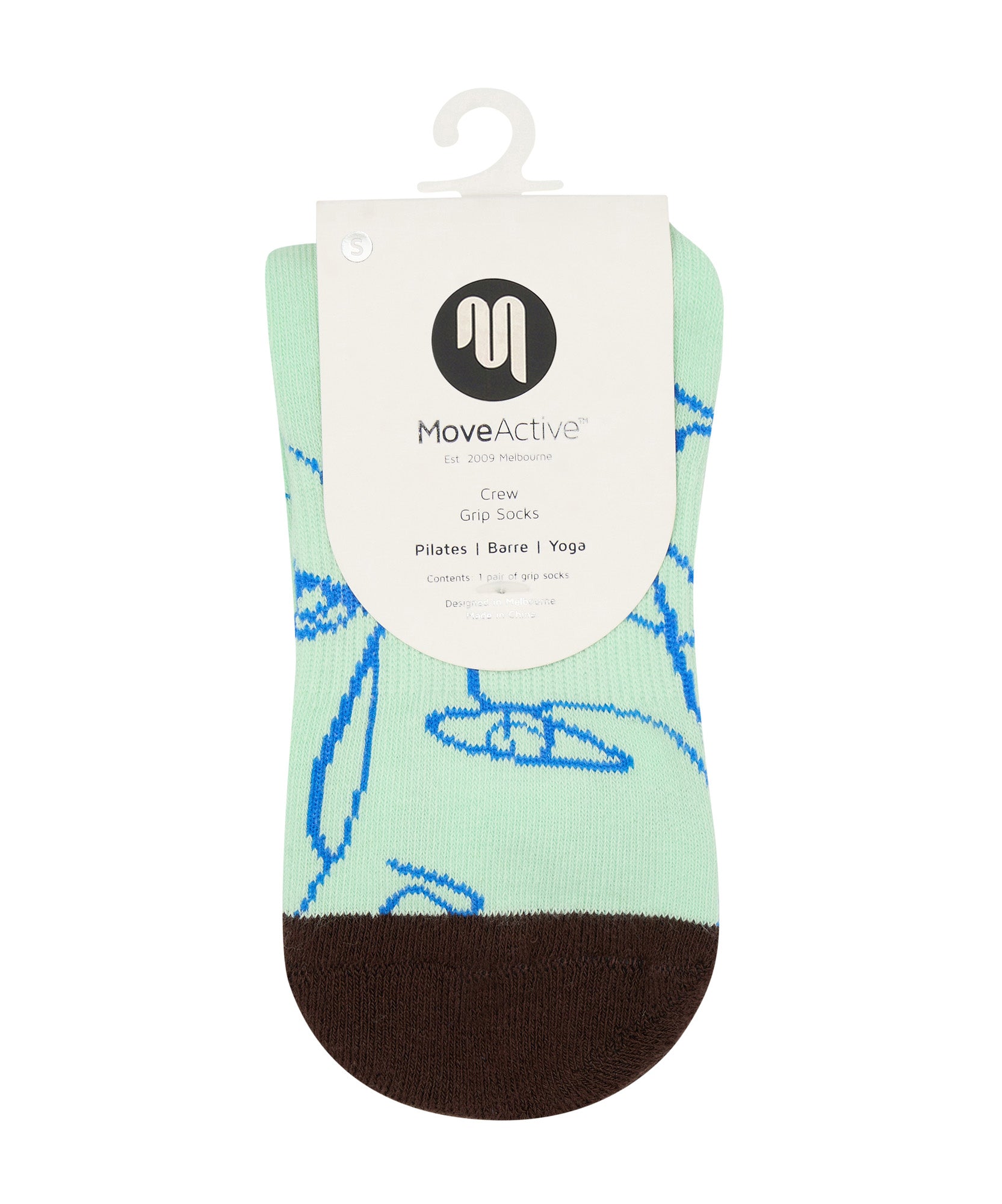 Crew Non Slip Grip Socks - Mint Abstract.