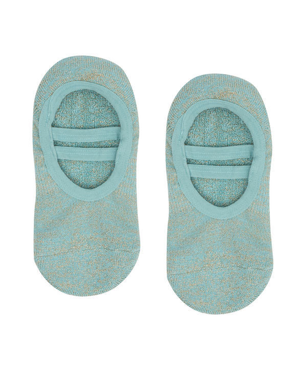 Stylish and Functional Ballet Non Slip Grip Socks in Turquoise & Gold