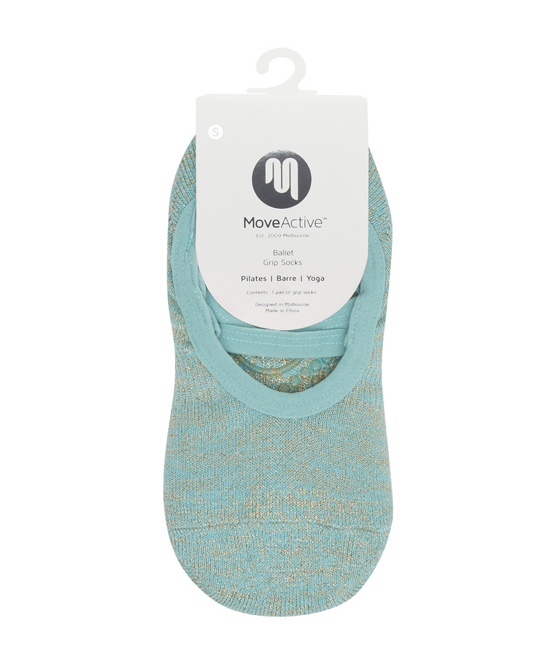 Unique Turquoise and Gold Ballet Non Slip Grip Socks for Secure Footing