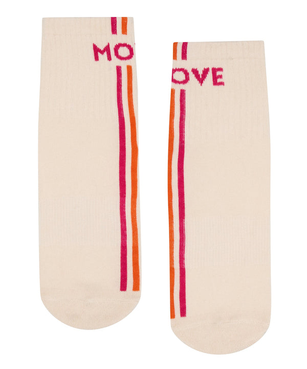 Crew Non Slip Grip Socks - Move Pink Stripes