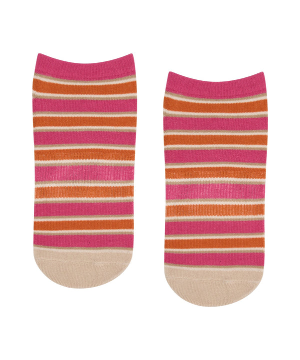 Classic Low Rise Grip Socks - Pink & Orange Stripes