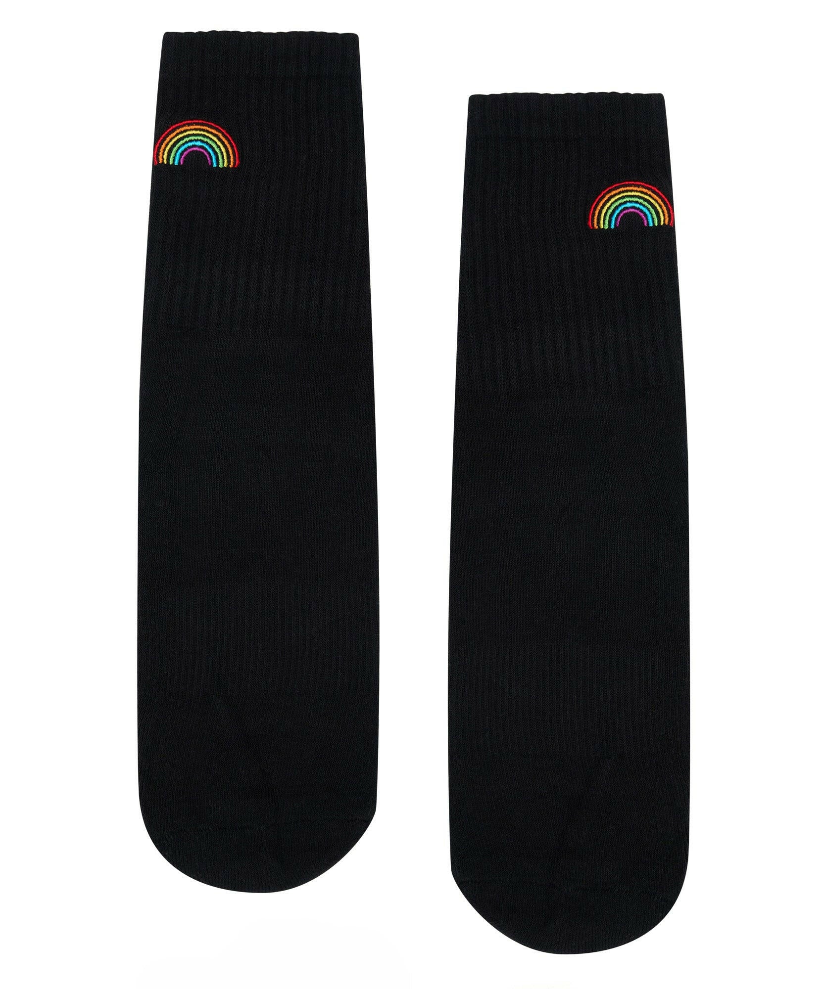 Crew Non Slip Grip Socks - Rainbow Black.