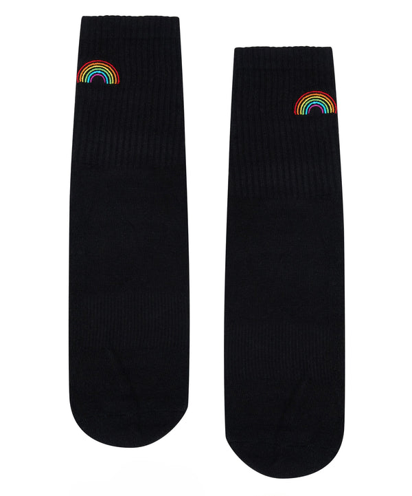 Crew Non Slip Grip Socks - Rainbow Black