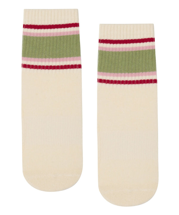 Crew Non Slip Grip Socks - Stripe Vanilla & Sage