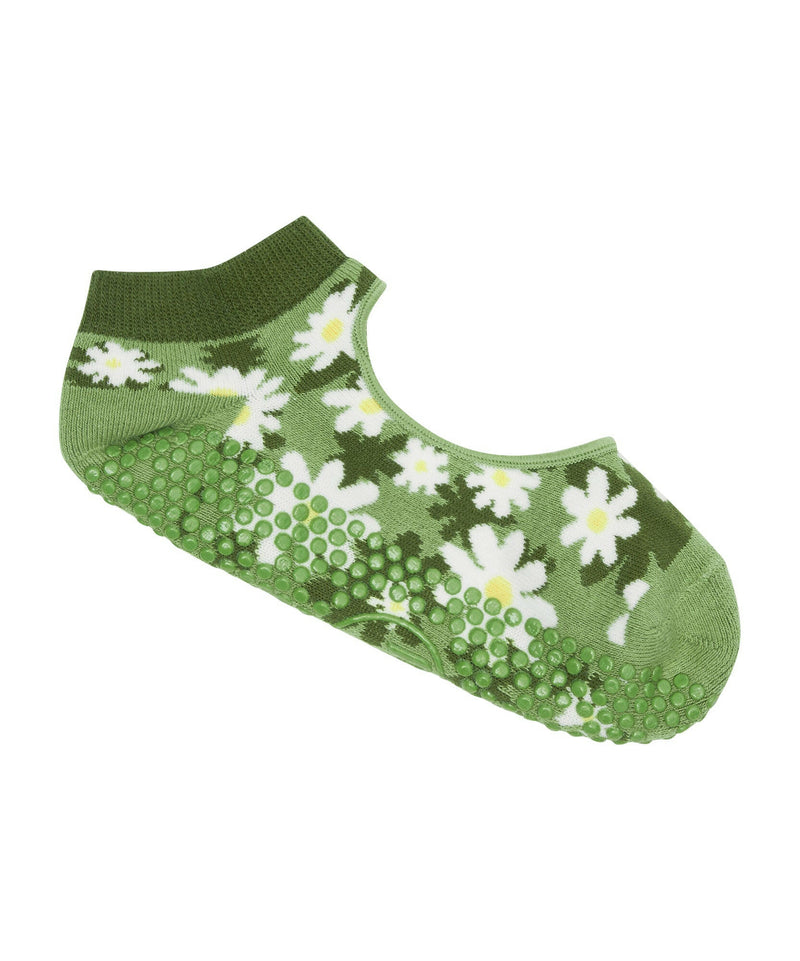 Slide On Non Slip Grip Socks - Daisy Floral