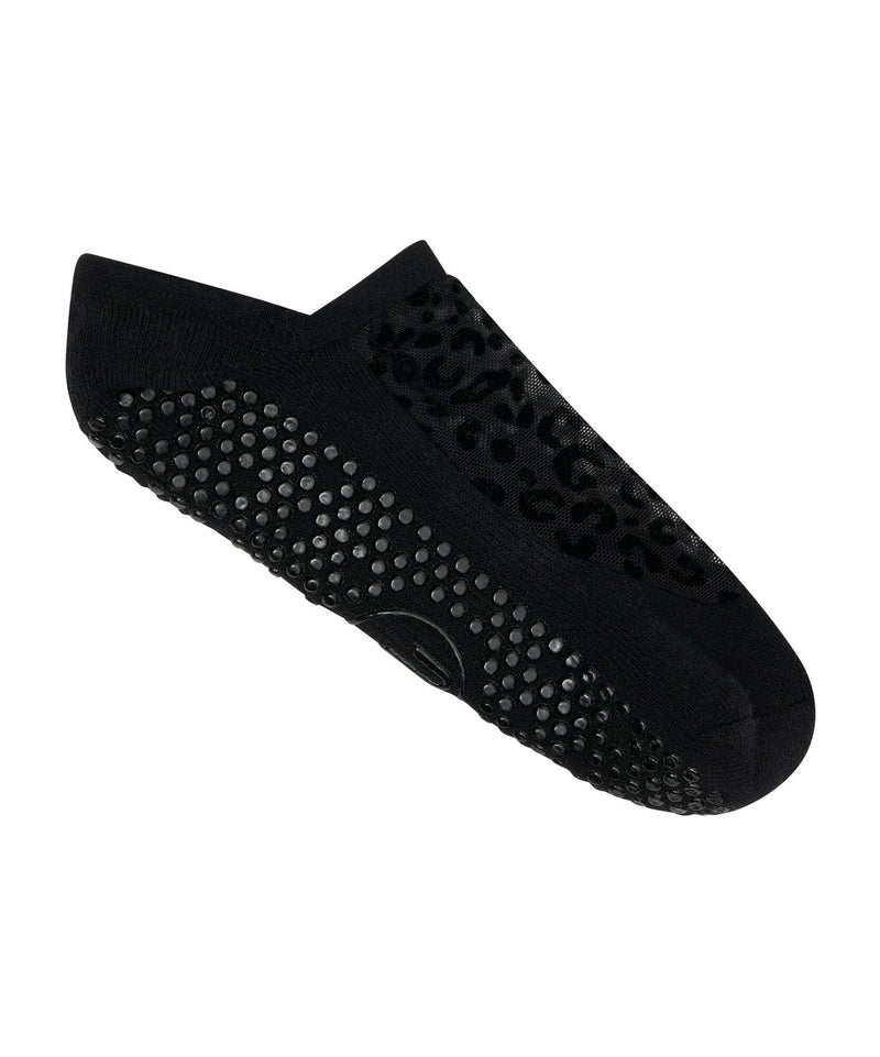 Luxe Mesh Low Rise Non Slip Grip Socks - Cheetah Mesh Black