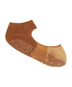 Slide On Non Slip Grip Socks - Waffle Rust