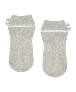 Classic Low Rise Grip Socks - Grey Marle Button