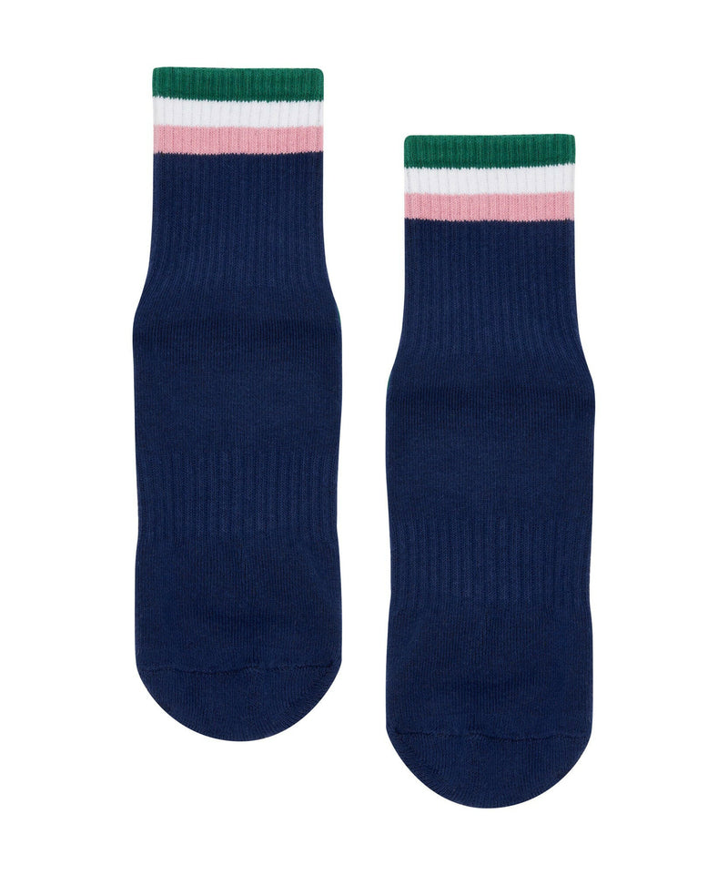Crew Non Slip Grip Socks - Preppy Ribbed Navy