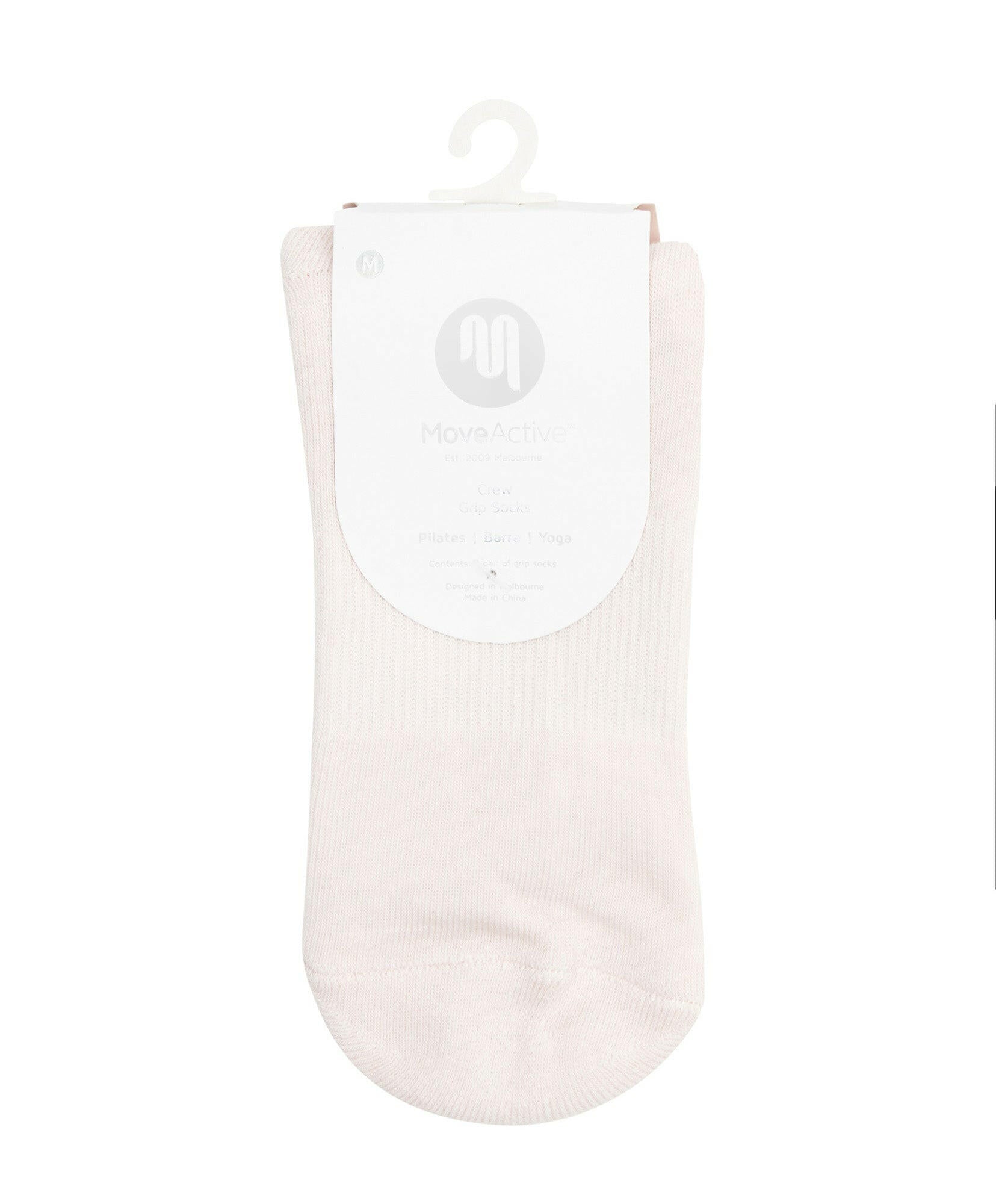 Ribbed Sporty Striped Non Slip Grip Socks in Blush for Women