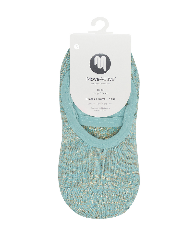 Ballet Non Slip Grip Socks - Turquoise & Gold